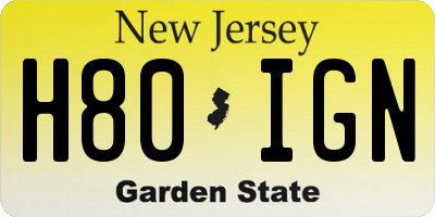 NJ license plate H80IGN