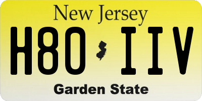 NJ license plate H80IIV