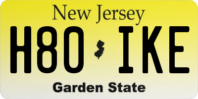 NJ license plate H80IKE