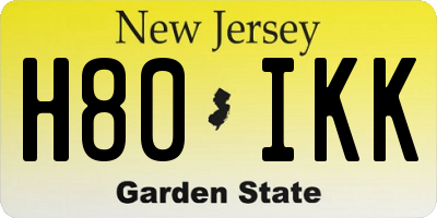 NJ license plate H80IKK