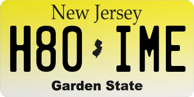 NJ license plate H80IME