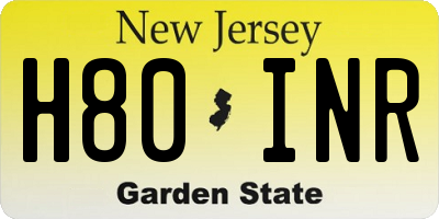 NJ license plate H80INR