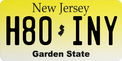 NJ license plate H80INY