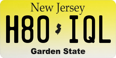 NJ license plate H80IQL