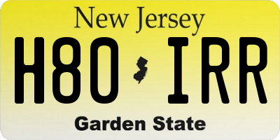 NJ license plate H80IRR