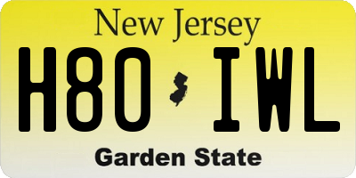 NJ license plate H80IWL