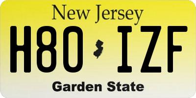 NJ license plate H80IZF