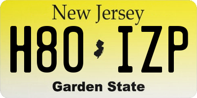 NJ license plate H80IZP