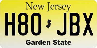 NJ license plate H80JBX