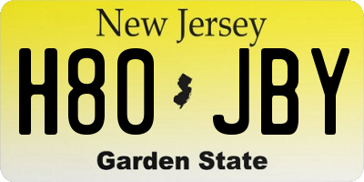 NJ license plate H80JBY