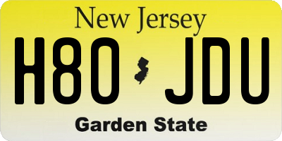 NJ license plate H80JDU