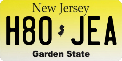 NJ license plate H80JEA