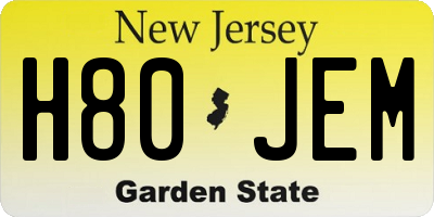 NJ license plate H80JEM