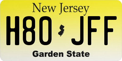 NJ license plate H80JFF
