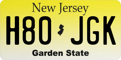NJ license plate H80JGK