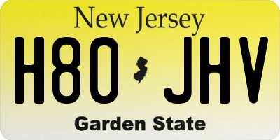 NJ license plate H80JHV