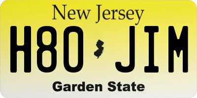 NJ license plate H80JIM