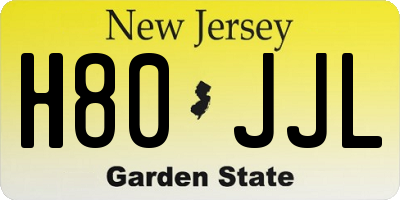 NJ license plate H80JJL
