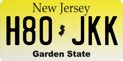 NJ license plate H80JKK