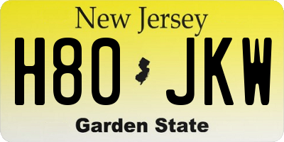 NJ license plate H80JKW