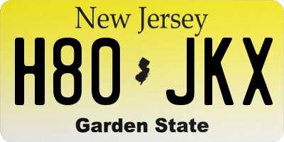 NJ license plate H80JKX