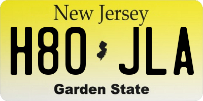NJ license plate H80JLA