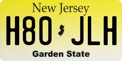 NJ license plate H80JLH