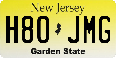 NJ license plate H80JMG