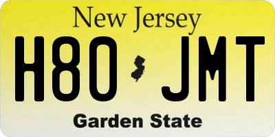 NJ license plate H80JMT