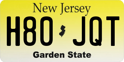 NJ license plate H80JQT