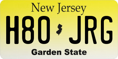 NJ license plate H80JRG