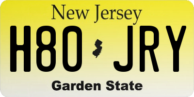 NJ license plate H80JRY