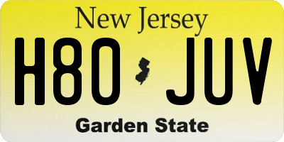 NJ license plate H80JUV