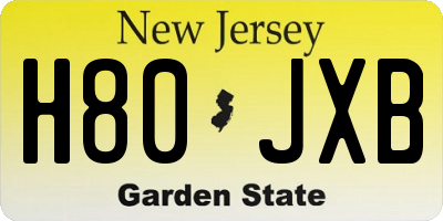 NJ license plate H80JXB