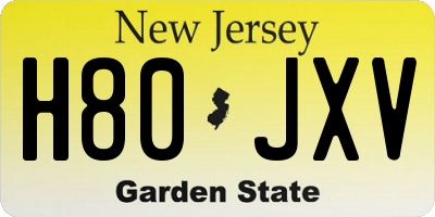 NJ license plate H80JXV