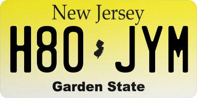 NJ license plate H80JYM