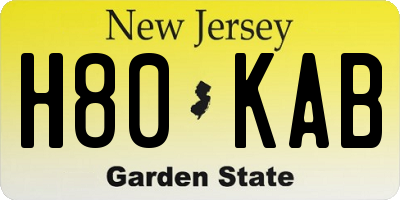 NJ license plate H80KAB