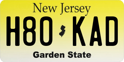 NJ license plate H80KAD