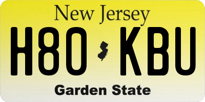 NJ license plate H80KBU