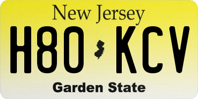NJ license plate H80KCV