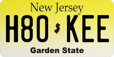 NJ license plate H80KEE