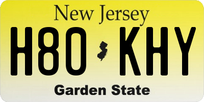 NJ license plate H80KHY