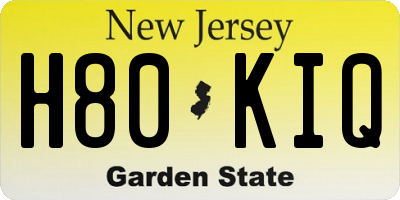 NJ license plate H80KIQ