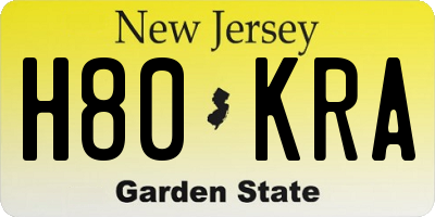 NJ license plate H80KRA