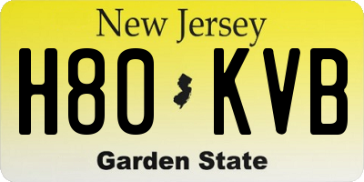 NJ license plate H80KVB