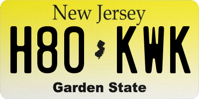 NJ license plate H80KWK