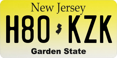 NJ license plate H80KZK