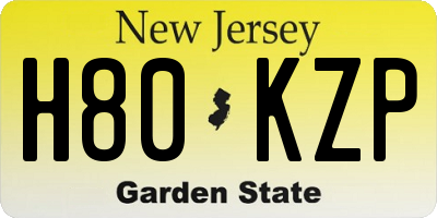 NJ license plate H80KZP