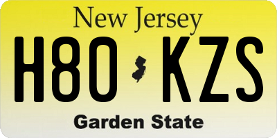 NJ license plate H80KZS