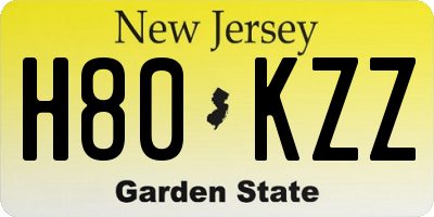 NJ license plate H80KZZ